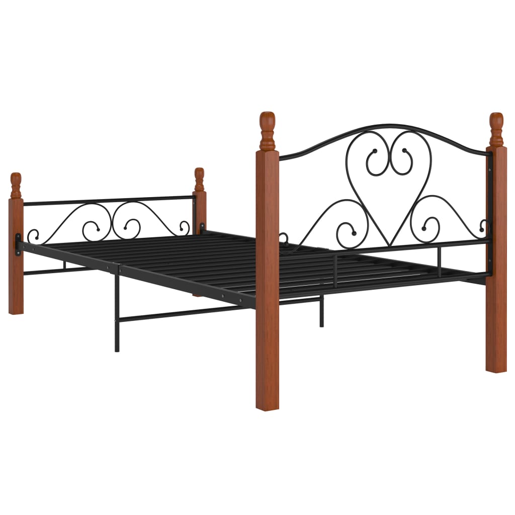 Bed Frame without Mattress Black Metal 90x200 cm