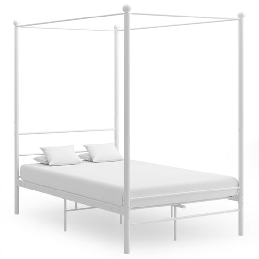Canopy Bed Frame White Metal 120x200 cm