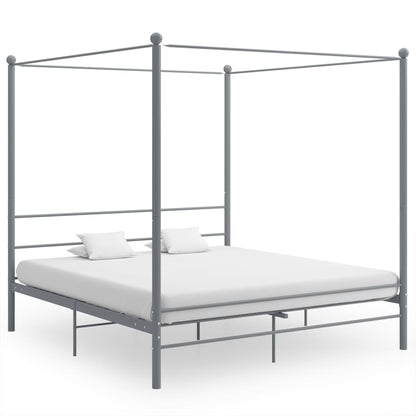 Canopy Bed Frame without Mattress Grey Metal 200x200 cm