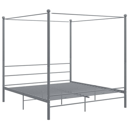 Canopy Bed Frame without Mattress Grey Metal 200x200 cm