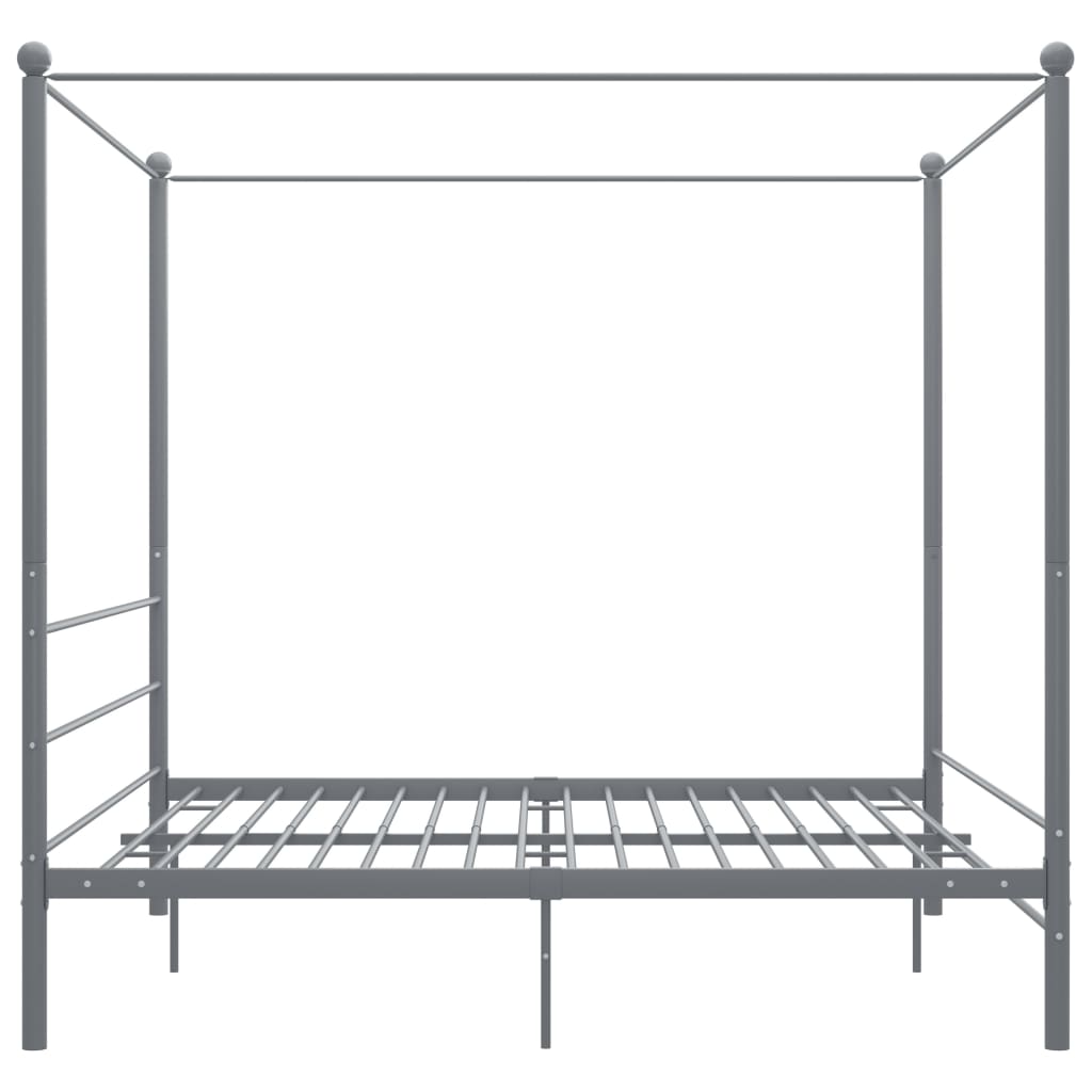 Canopy Bed Frame without Mattress Grey Metal 200x200 cm