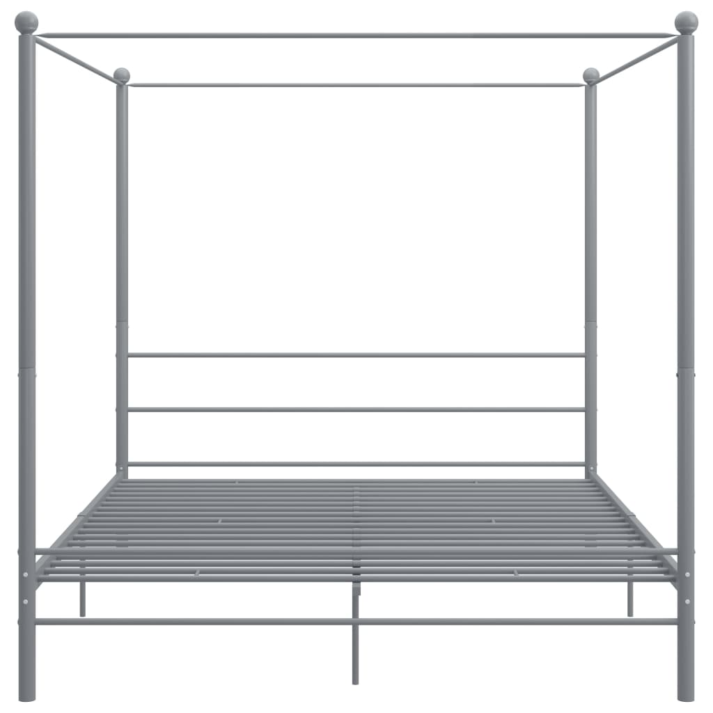 Canopy Bed Frame without Mattress Grey Metal 200x200 cm