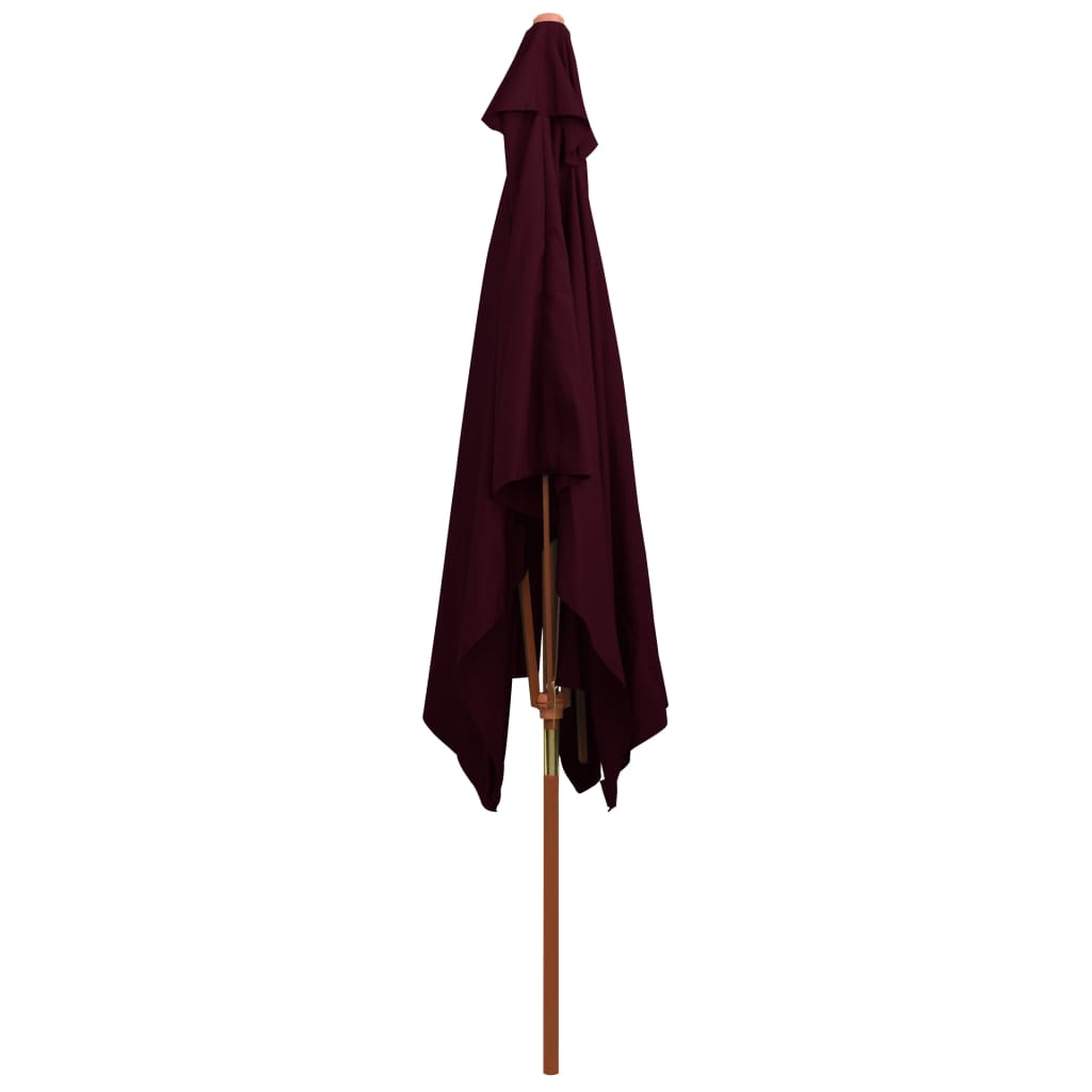 Outdoor Parasol with Wooden Pole Bordeaux Red 200x300 cm