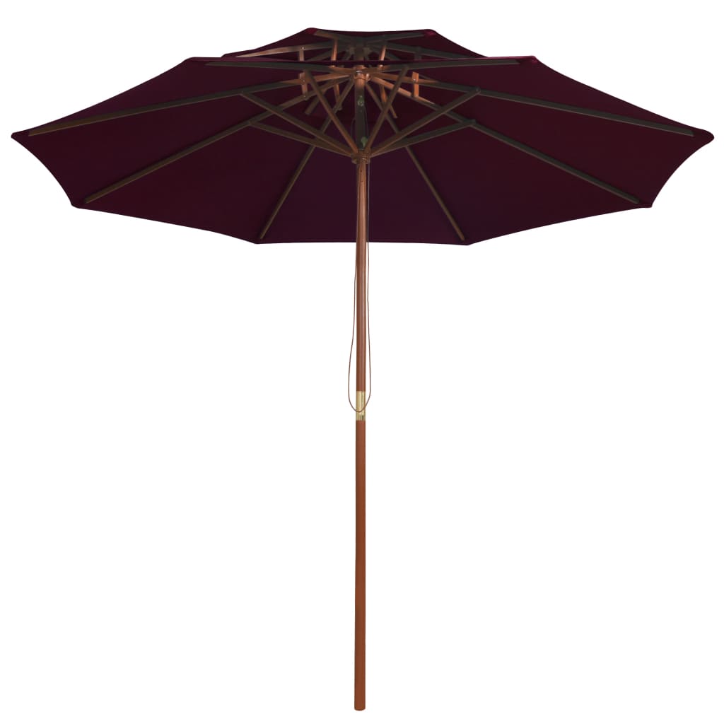 Double Decker Parasol with Wooden Pole Bordeaux Red 270 cm