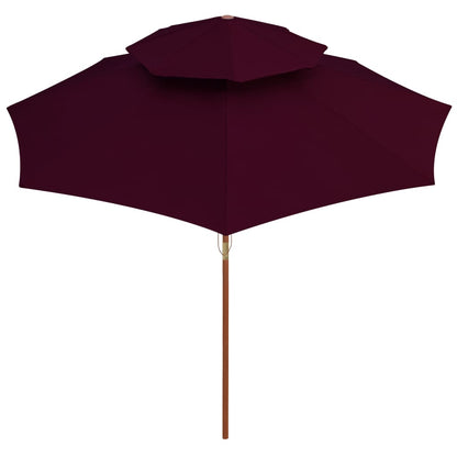 Double Decker Parasol with Wooden Pole Bordeaux Red 270 cm