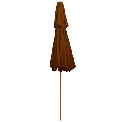 Double Decker Parasol with Wooden Pole Terracotta 270 cm