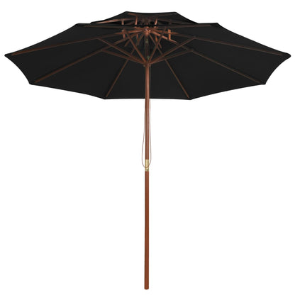 Double Decker Parasol with Wooden Pole Black 270 cm