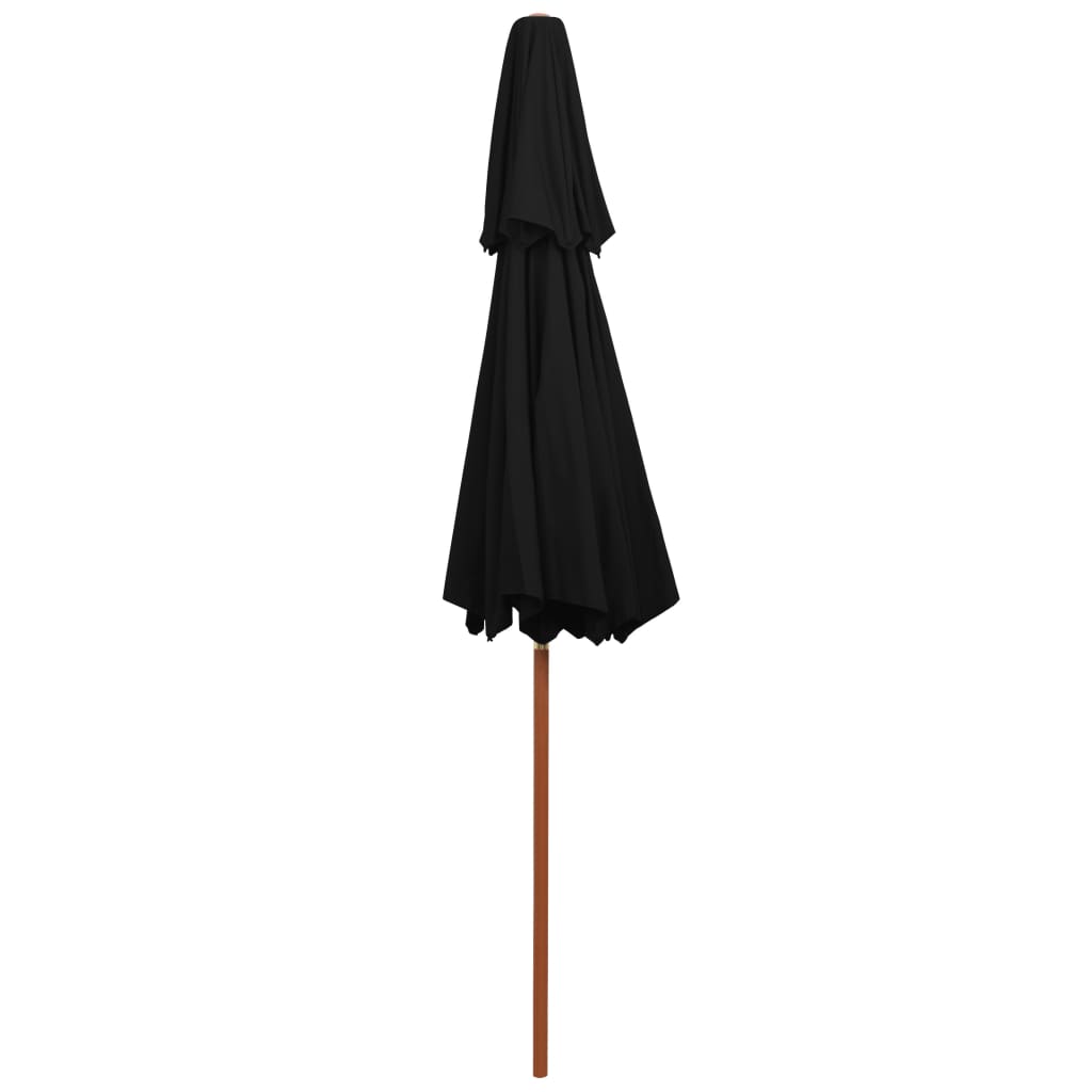 Double Decker Parasol with Wooden Pole Black 270 cm