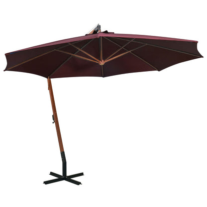 Hanging Garden Parasol with Pole Bordeaux Red 3.5x2.9 m Solid Fir Wood