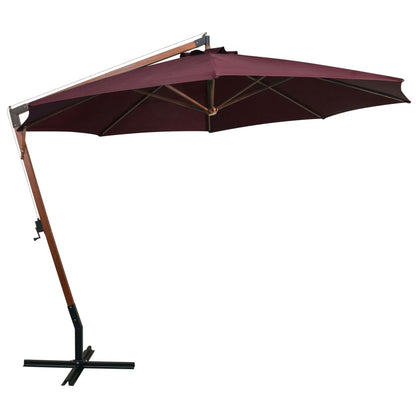 Hanging Garden Parasol with Pole Bordeaux Red 3.5x2.9 m Solid Fir Wood