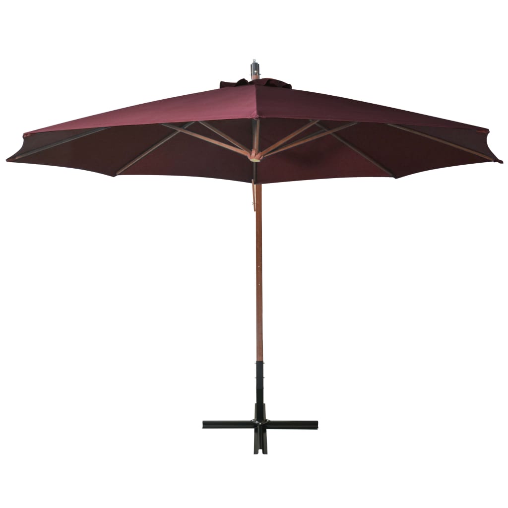 Hanging Garden Parasol with Pole Bordeaux Red 3.5x2.9 m Solid Fir Wood