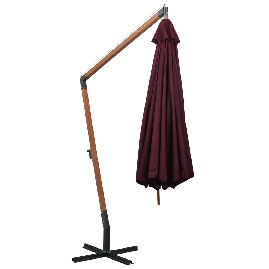 Hanging Garden Parasol with Pole Bordeaux Red 3.5x2.9 m Solid Fir Wood