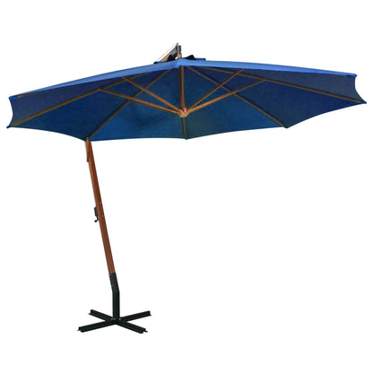 Hanging Garden Parasol with Pole Azure Blue 3.5x2.9 m Solid Fir Wood