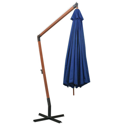 Hanging Garden Parasol with Pole Azure Blue 3.5x2.9 m Solid Fir Wood