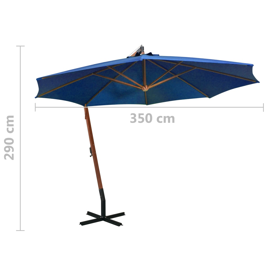 Hanging Garden Parasol with Pole Azure Blue 3.5x2.9 m Solid Fir Wood