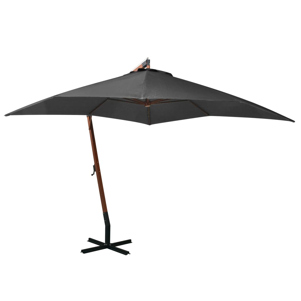 Hanging Garden Parasol with Pole Anthracite 3x3 m Solid Fir Wood