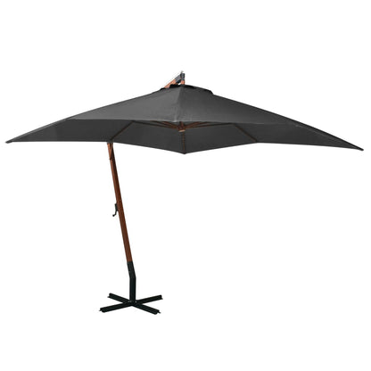 Hanging Garden Parasol with Pole Anthracite 3x3 m Solid Fir Wood