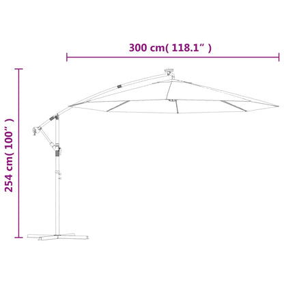 Cantilever Umbrella with LED Lights and Steel Pole Terracotta