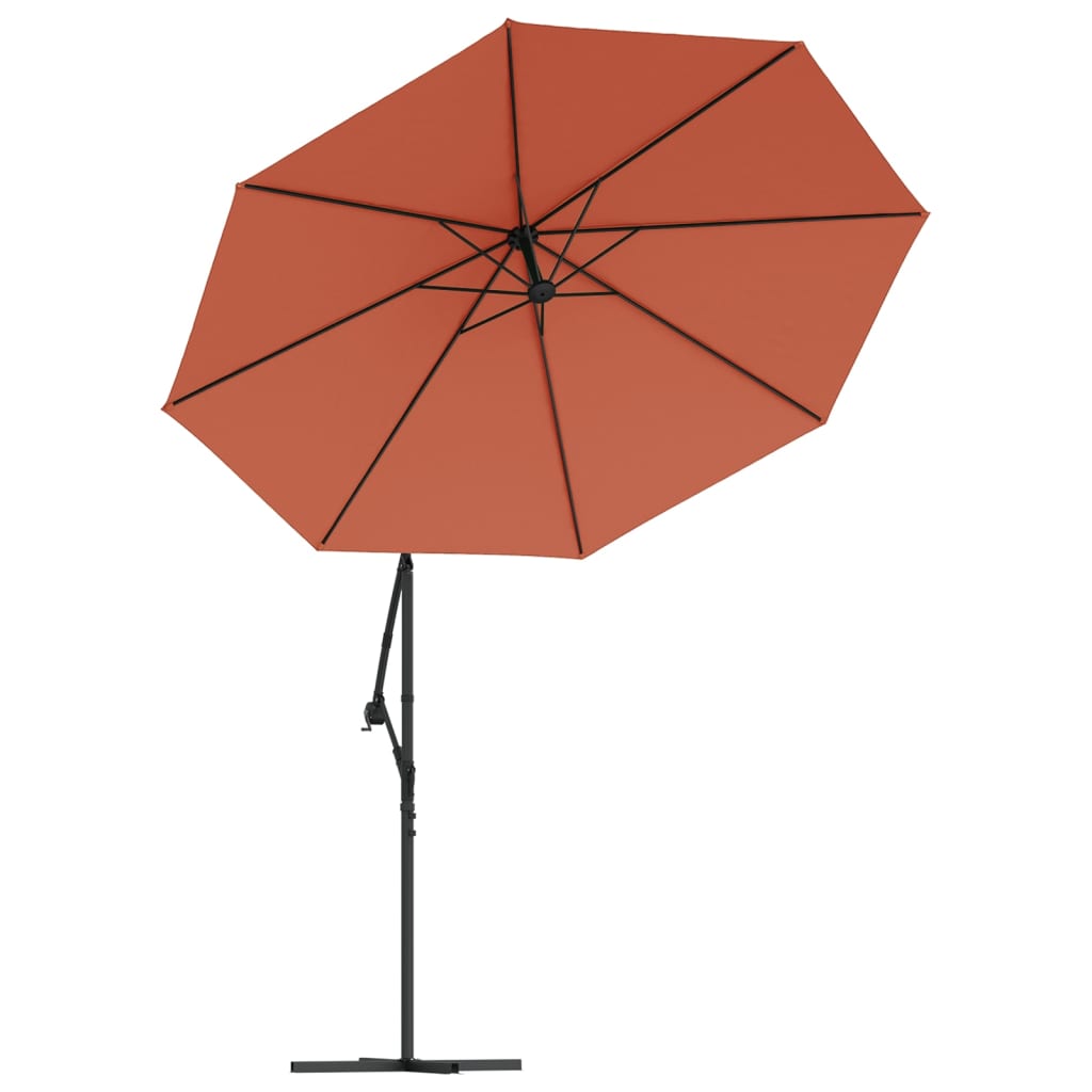 Cantilever Umbrella with LED Lights and Steel Pole Terracotta