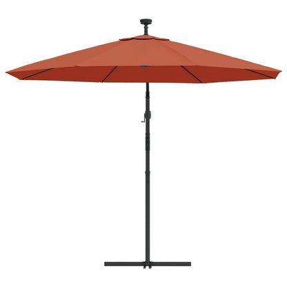 Cantilever Umbrella with LED Lights and Steel Pole Terracotta