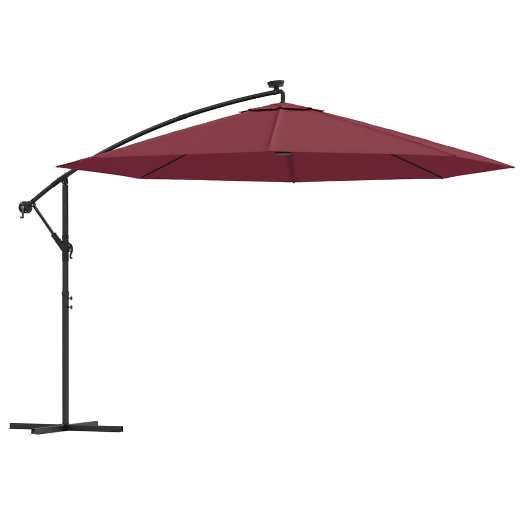 Cantilever Garden Parasol with LED Lights Bordeaux Red 350 cm