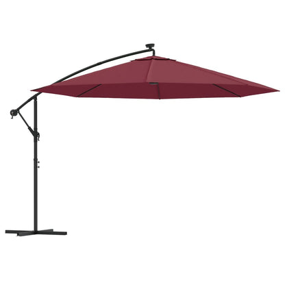 Cantilever Garden Parasol with LED Lights Bordeaux Red 350 cm