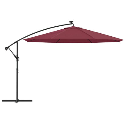 Cantilever Garden Parasol with LED Lights Bordeaux Red 350 cm