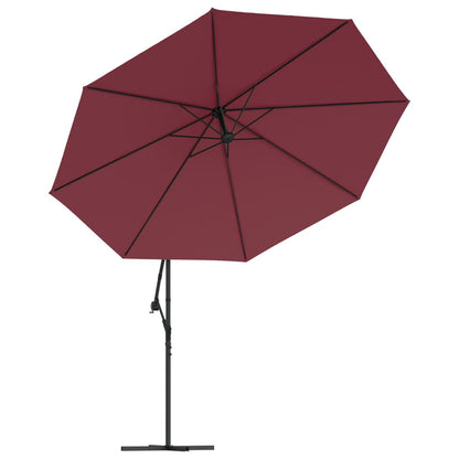 Cantilever Garden Parasol with LED Lights Bordeaux Red 350 cm