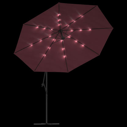 Cantilever Garden Parasol with LED Lights Bordeaux Red 350 cm