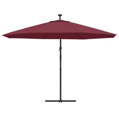 Cantilever Garden Parasol with LED Lights Bordeaux Red 350 cm