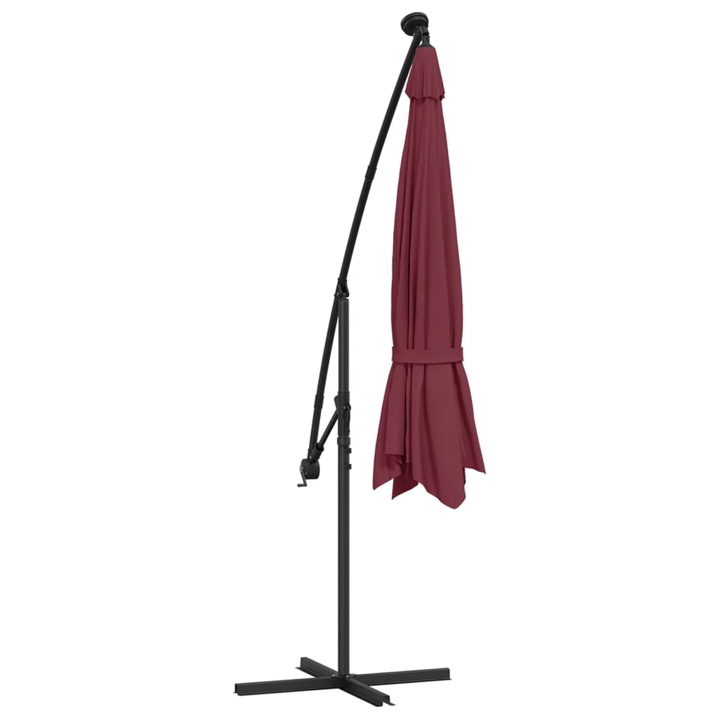 Cantilever Garden Parasol with LED Lights Bordeaux Red 350 cm