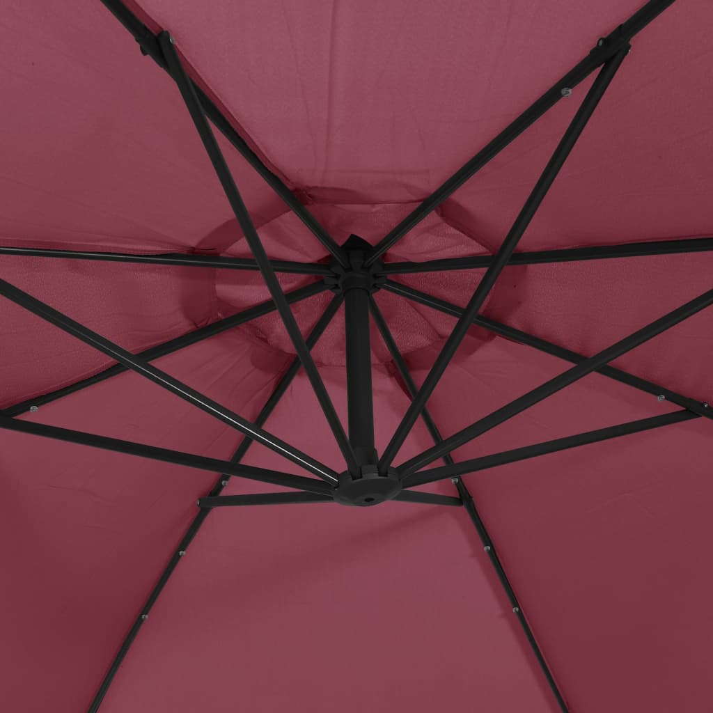 Cantilever Garden Parasol with LED Lights Bordeaux Red 350 cm