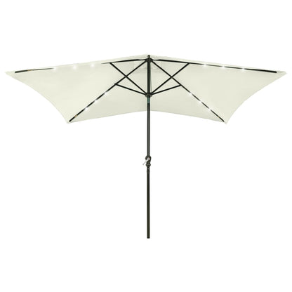 Garden Parasol with LEDs and Steel Pole Sand 2x3 m