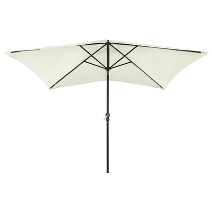 Garden Parasol with LEDs and Steel Pole Sand 2x3 m