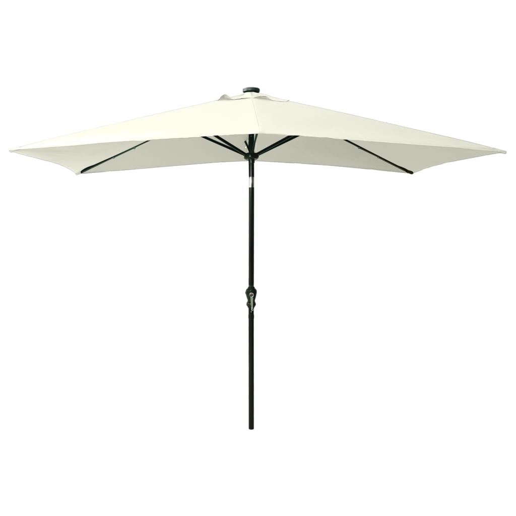 Garden Parasol with LEDs and Steel Pole Sand 2x3 m