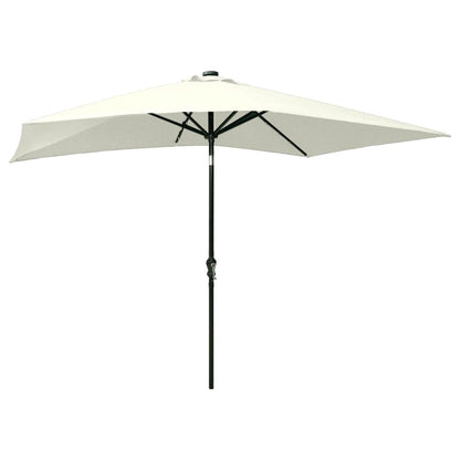 Garden Parasol with LEDs and Steel Pole Sand 2x3 m