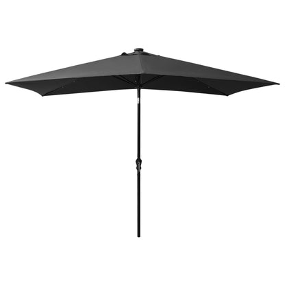 Garden Parasol with LEDs and Steel Pole Anthracite 2x3 m