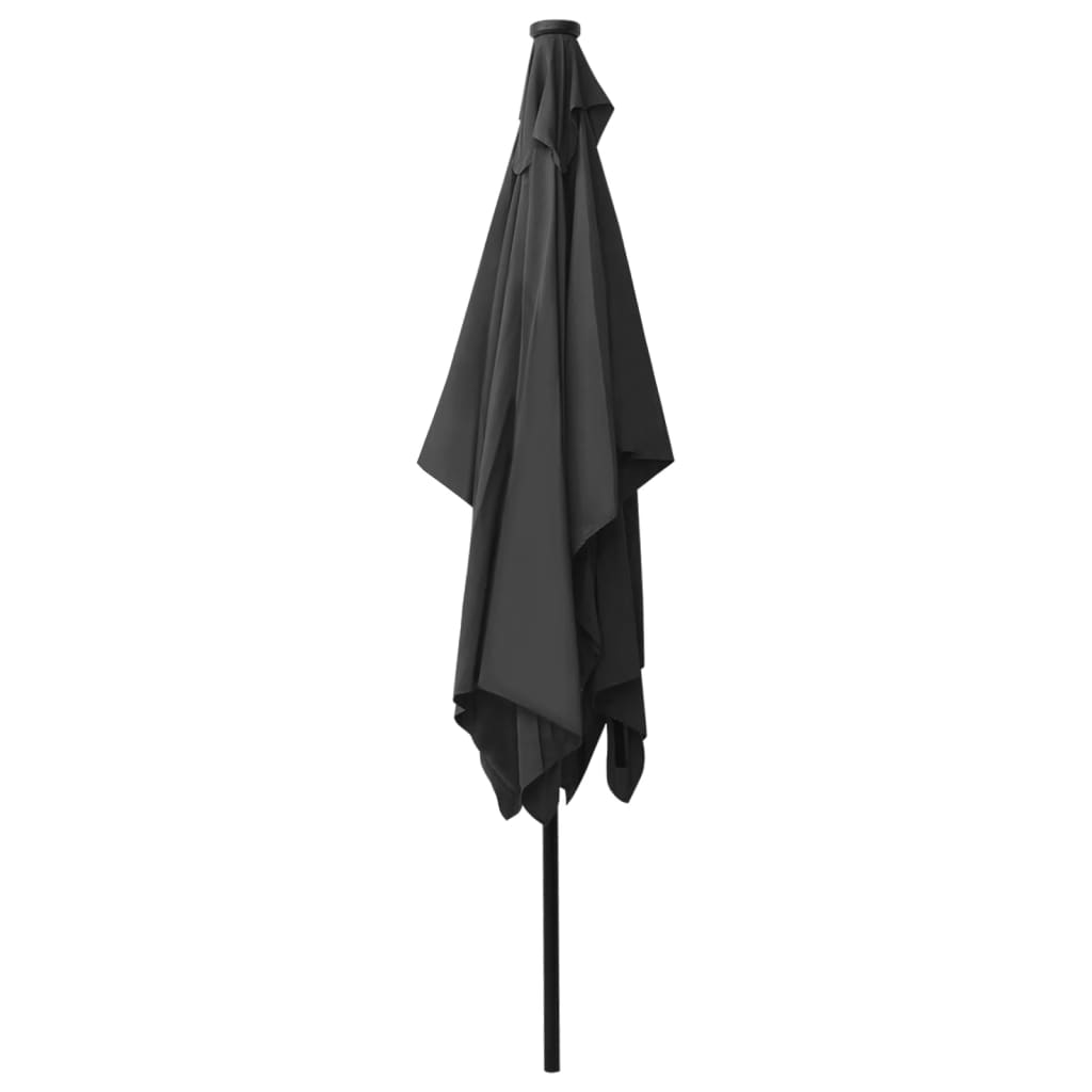 Garden Parasol with LEDs and Steel Pole Anthracite 2x3 m