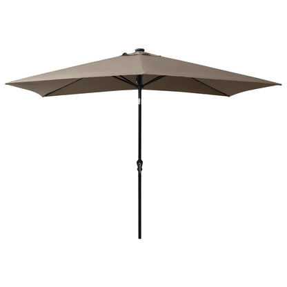 Garden Parasol with LEDs and Steel Pole Taupe 2x3 m