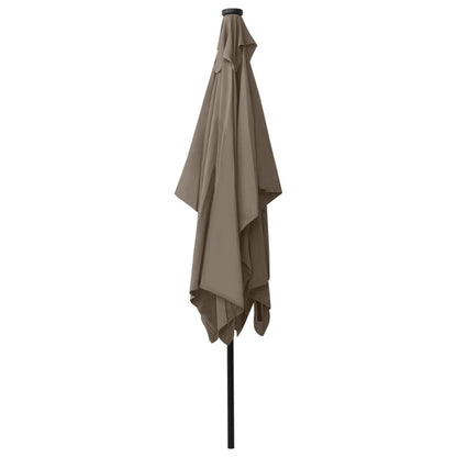 Garden Parasol with LEDs and Steel Pole Taupe 2x3 m