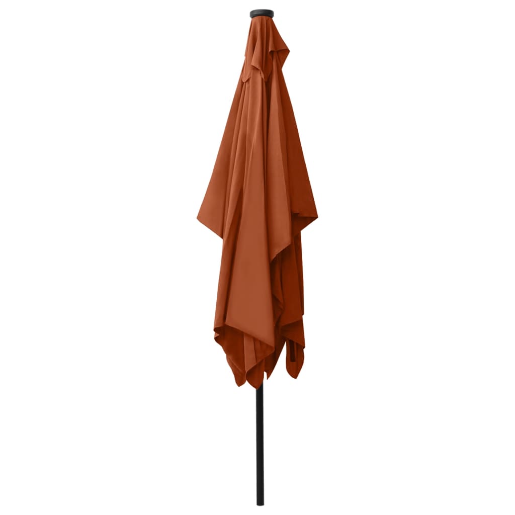 Garden Parasol with LEDs and Steel Pole Terracotta 2x3 m