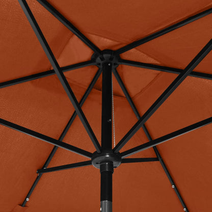 Garden Parasol with LEDs and Steel Pole Terracotta 2x3 m