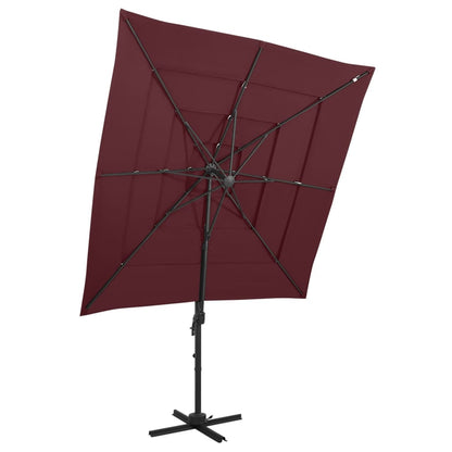 4-Tier Garden Parasol with Aluminium Pole Bordeaux Red 250x250 cm