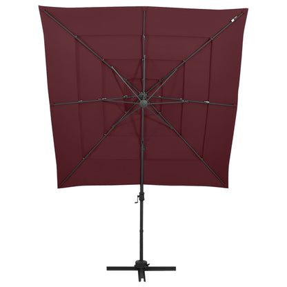 4-Tier Garden Parasol with Aluminium Pole Bordeaux Red 250x250 cm