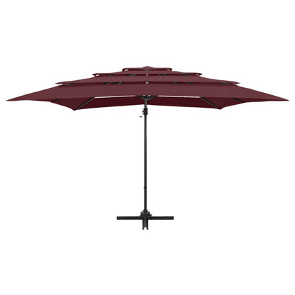 4-Tier Garden Parasol with Aluminium Pole Bordeaux Red 250x250 cm