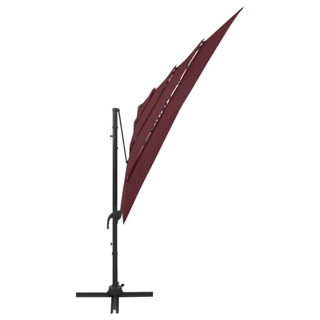 4-Tier Garden Parasol with Aluminium Pole Bordeaux Red 250x250 cm