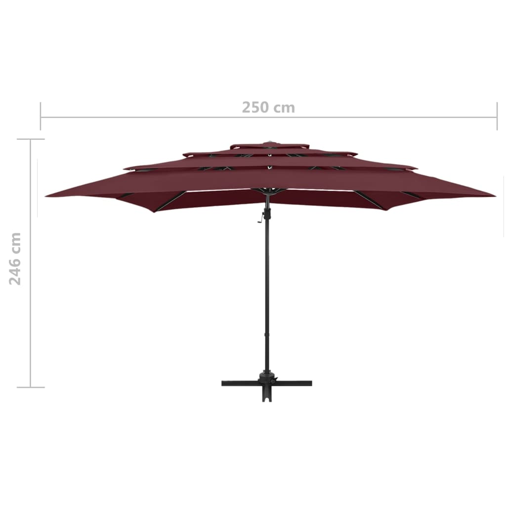 4-Tier Garden Parasol with Aluminium Pole Bordeaux Red 250x250 cm