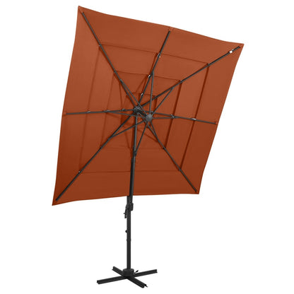 4-Tier Garden Parasol with Aluminium Pole Terracotta 250x250 cm