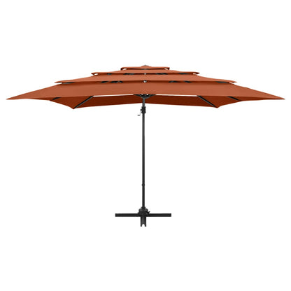 4-Tier Garden Parasol with Aluminium Pole Terracotta 250x250 cm