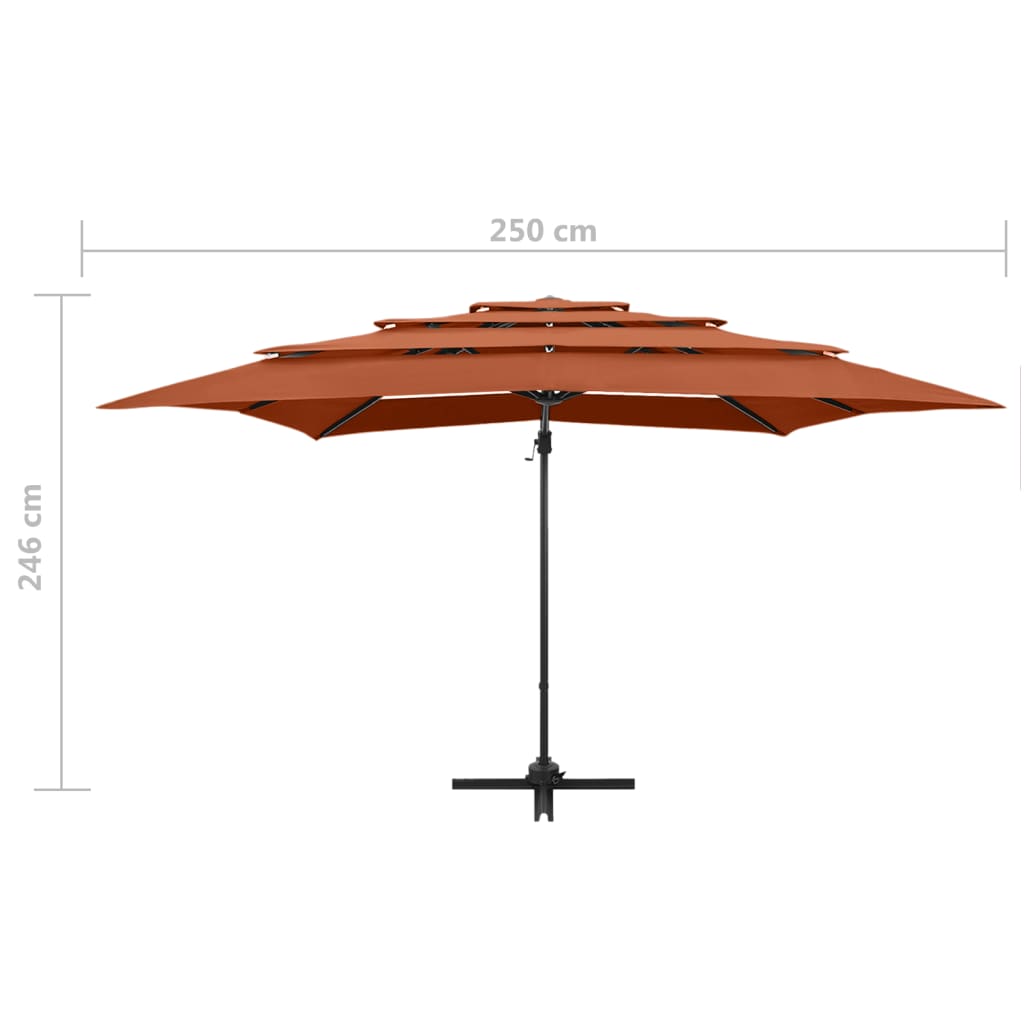 4-Tier Garden Parasol with Aluminium Pole Terracotta 250x250 cm